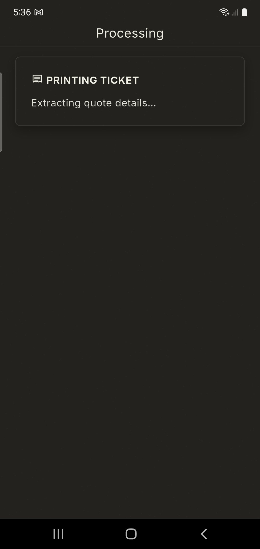 Processing screen extracting quote details from the recording